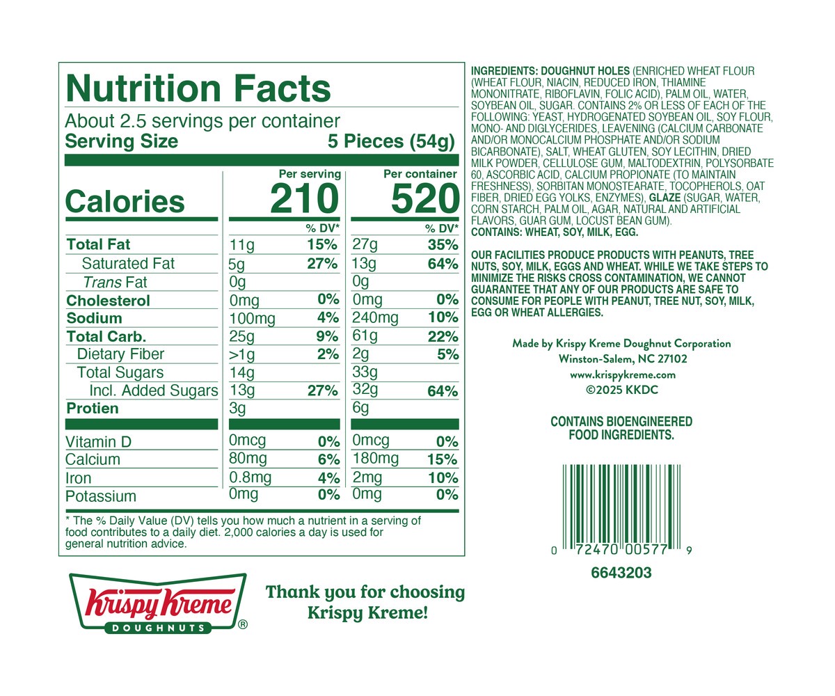 slide 6 of 7, Krispy Kreme Original Glazed Doughnut Dots, 12 ct