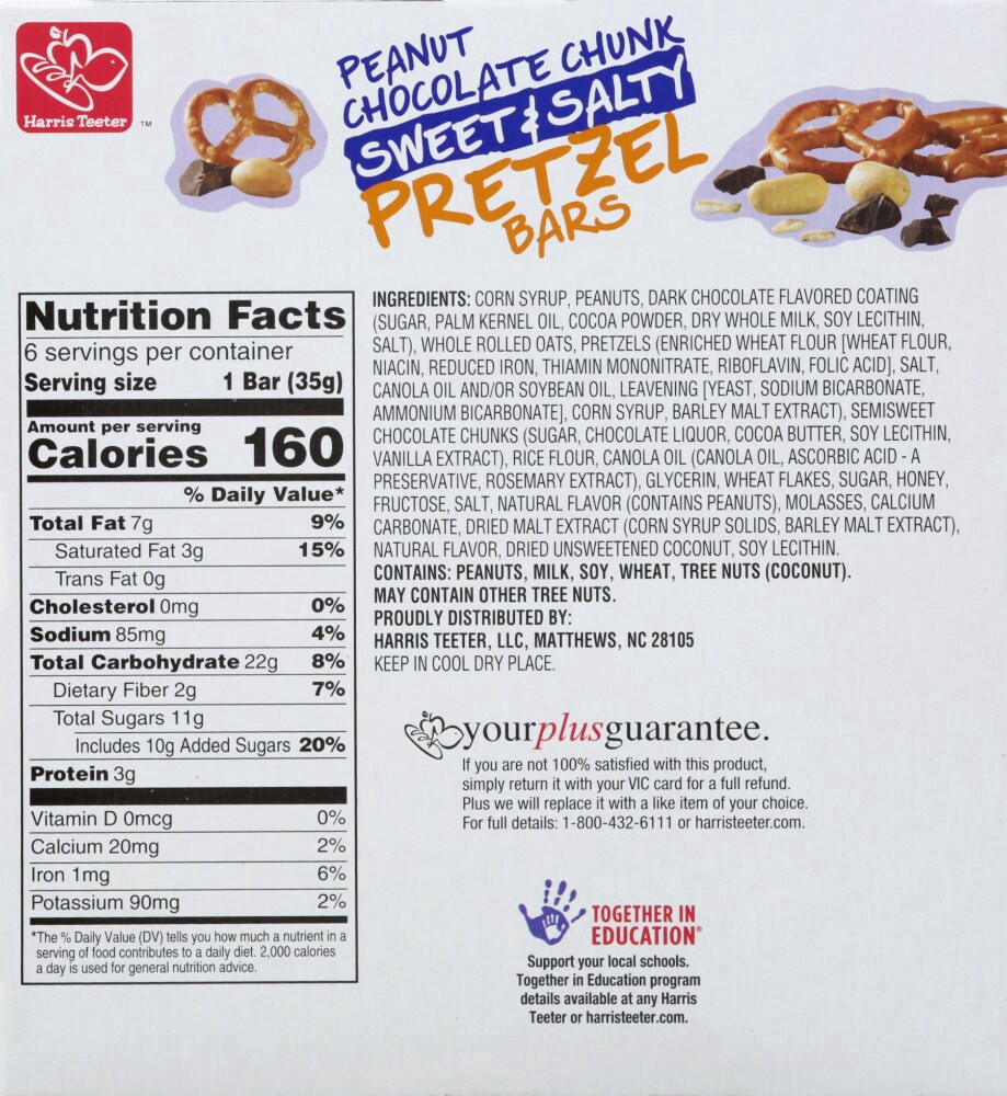 slide 3 of 6, Harris Teeter Peanut Chocolate Chunk Pretzel Bars, 6 ct