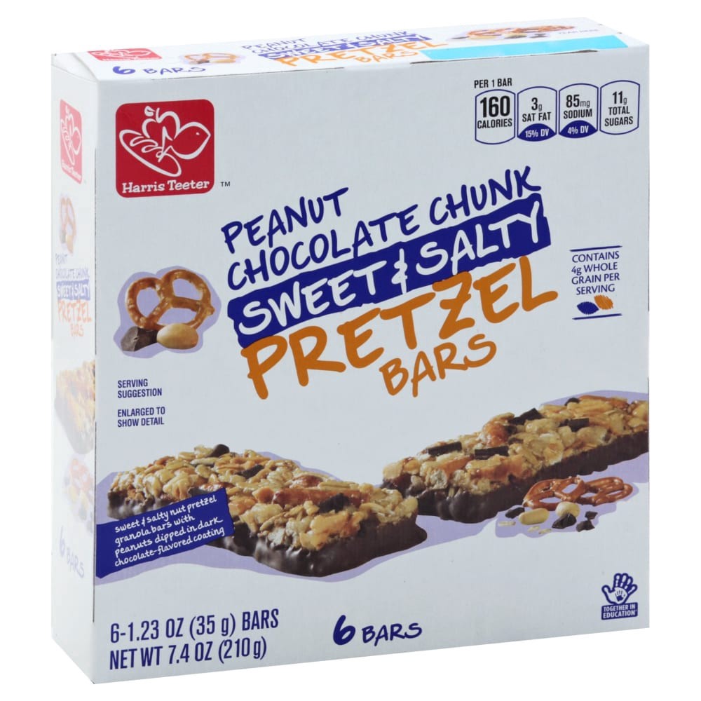 slide 1 of 6, Harris Teeter Peanut Chocolate Chunk Pretzel Bars, 6 ct