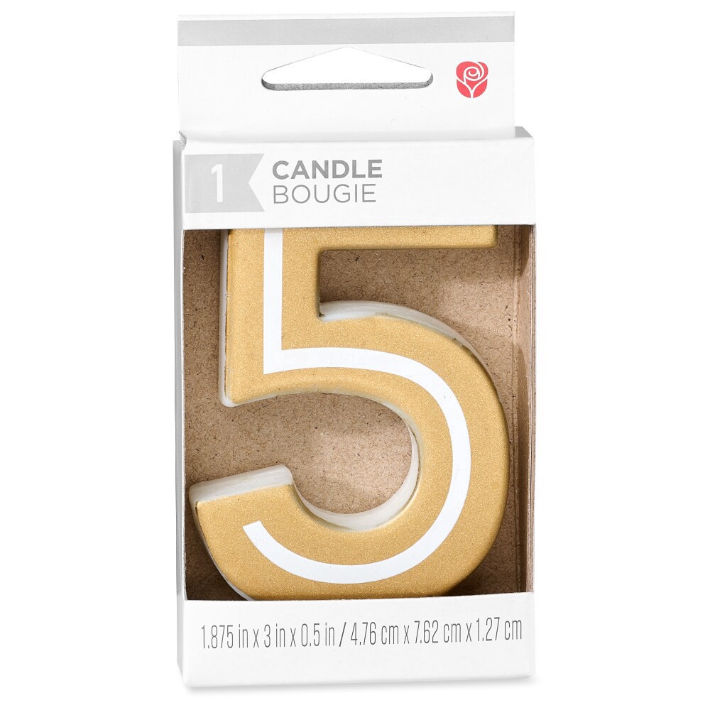 slide 3 of 3, American Greetings Gold Birthday Number Candle - Number 5, 1 ct