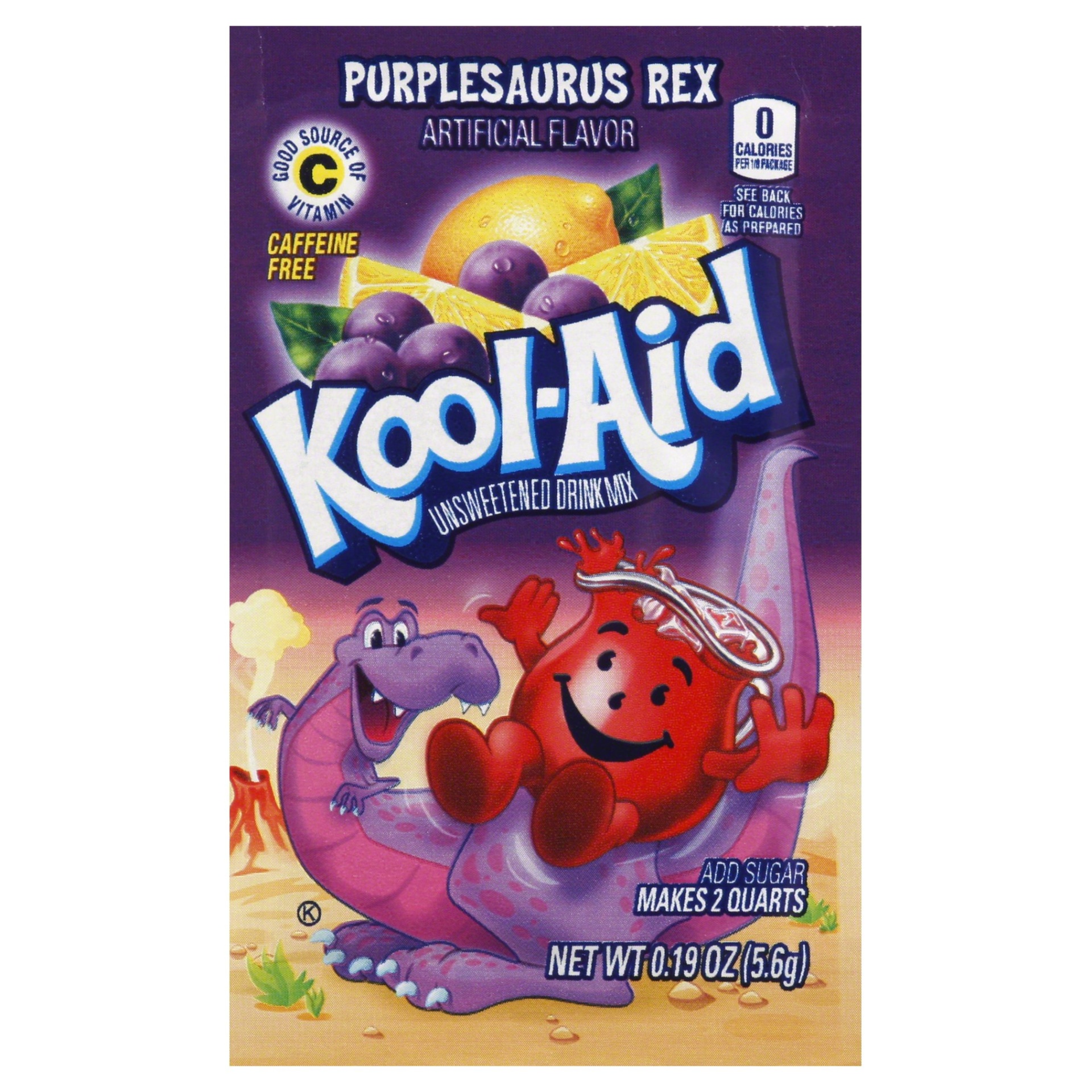 slide 1 of 5, Kool-Aid Drink Mix, Unsweetened, Purplesaurus Rex - 2 qt, 2 qt