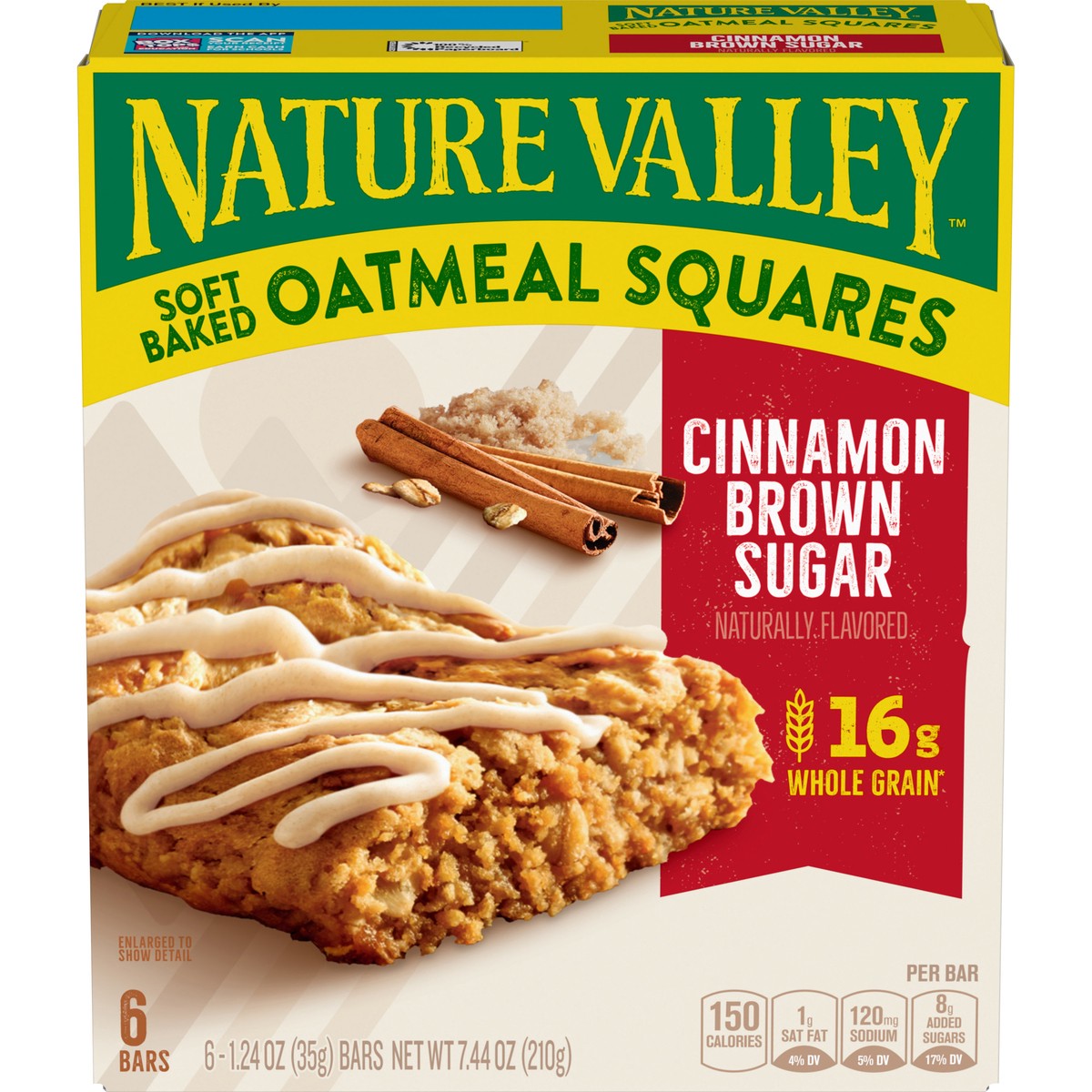 slide 1 of 13, Nature Valley Soft-Baked Oatmeal Squares, Cinnamon Brown Sugar, 6 ct, 7.44 OZ, 6 ct; 1.24 oz