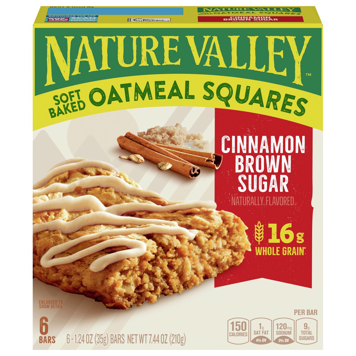 slide 8 of 13, Nature Valley Cinnamon Brown Sugar Soft-Baked Oatmeal Squares, 6 ct; 7.44 oz