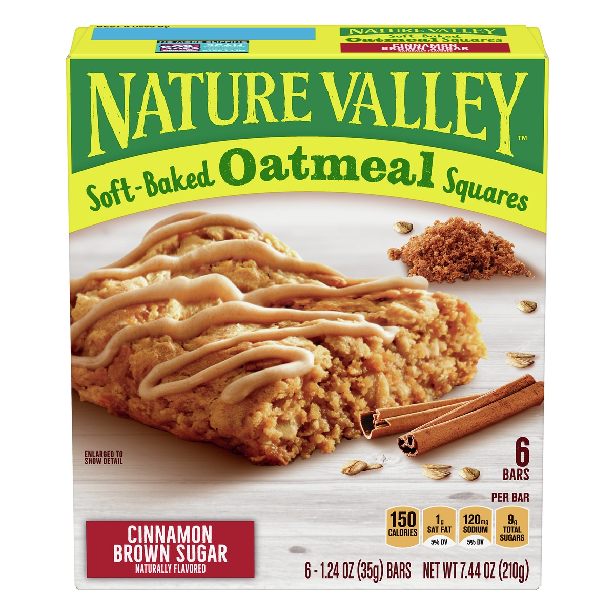slide 1 of 3, Nature Valley Soft-Baked Cinnamon Brown Sugar Oatmeal Squares 6 ea, 6 ct; 1.24 oz