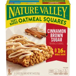 Nature Valley Soft-Baked Oatmeal Squares, Cinnamon Brown Sugar, 6 ct, 7.44 OZ