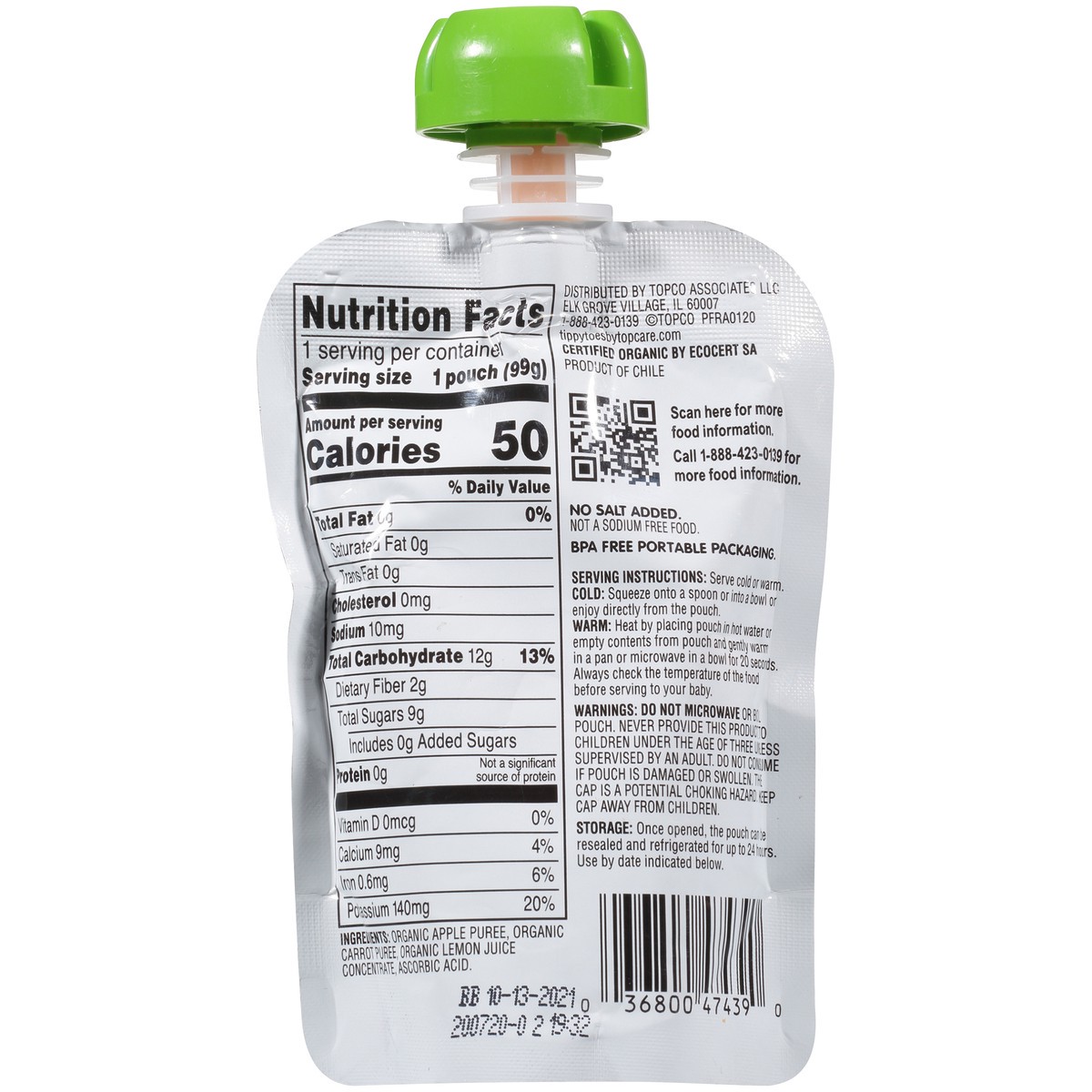 slide 8 of 14, Tippy Toes Apple Carrot Organic Baby Food, 3.5 oz