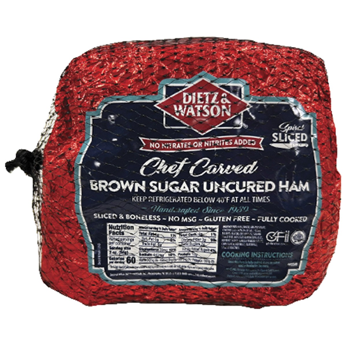 slide 1 of 1, Dietz & Watson Chef Carved Brown Sugar & Honey Boneless Spiral Ham, per lb