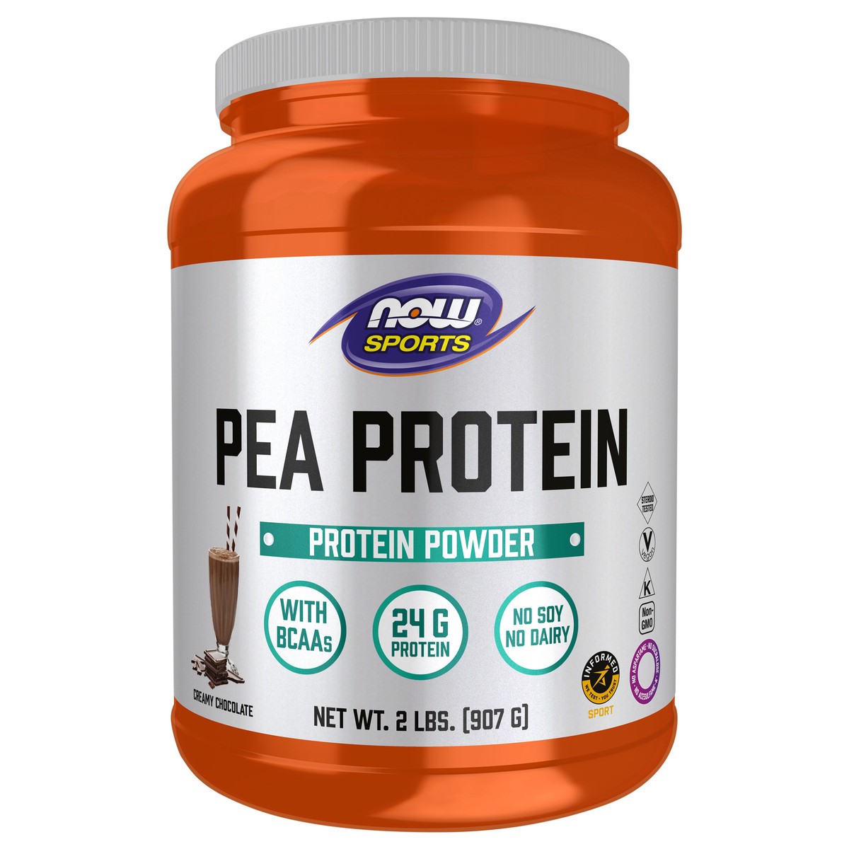 slide 1 of 5, NOW Pea Protein, Creamy Chocolate Powder - 2 lbs., 1 ct