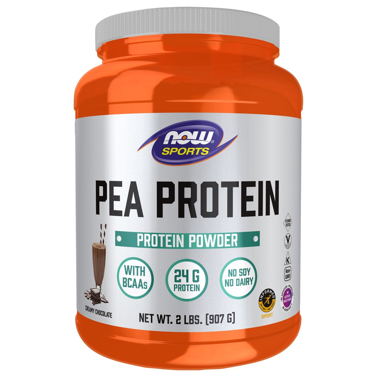 slide 1 of 5, NOW Pea Protein, Creamy Chocolate Powder - 2 lbs., 1 ct