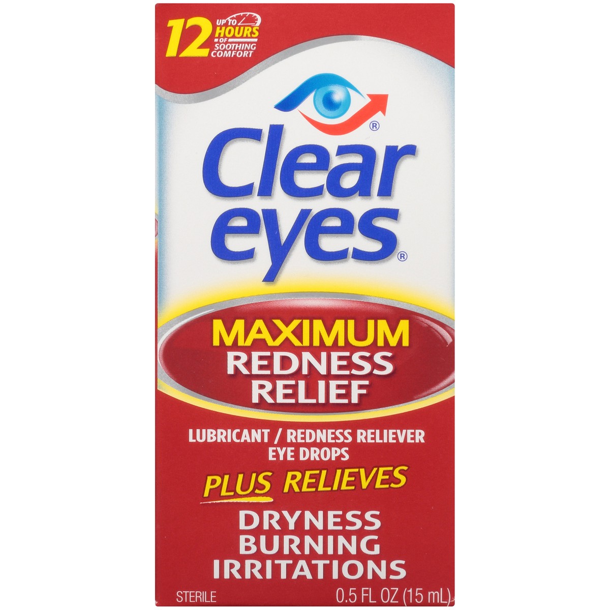 slide 5 of 10, Clear Eyes Maximum Strength Eye Drops for Redness Relief, Dryness, Burning, & Irritation - 0.5 fl oz, 0.5 fl oz