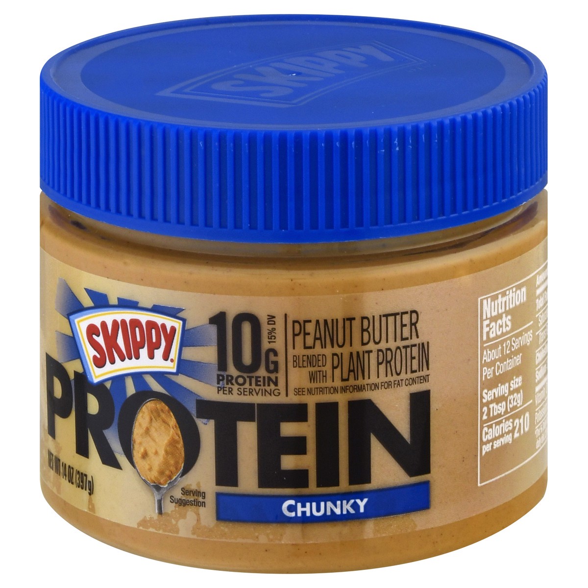 slide 6 of 12, Skippy Protein Chunky Peanut Butter 14 oz, 14 oz