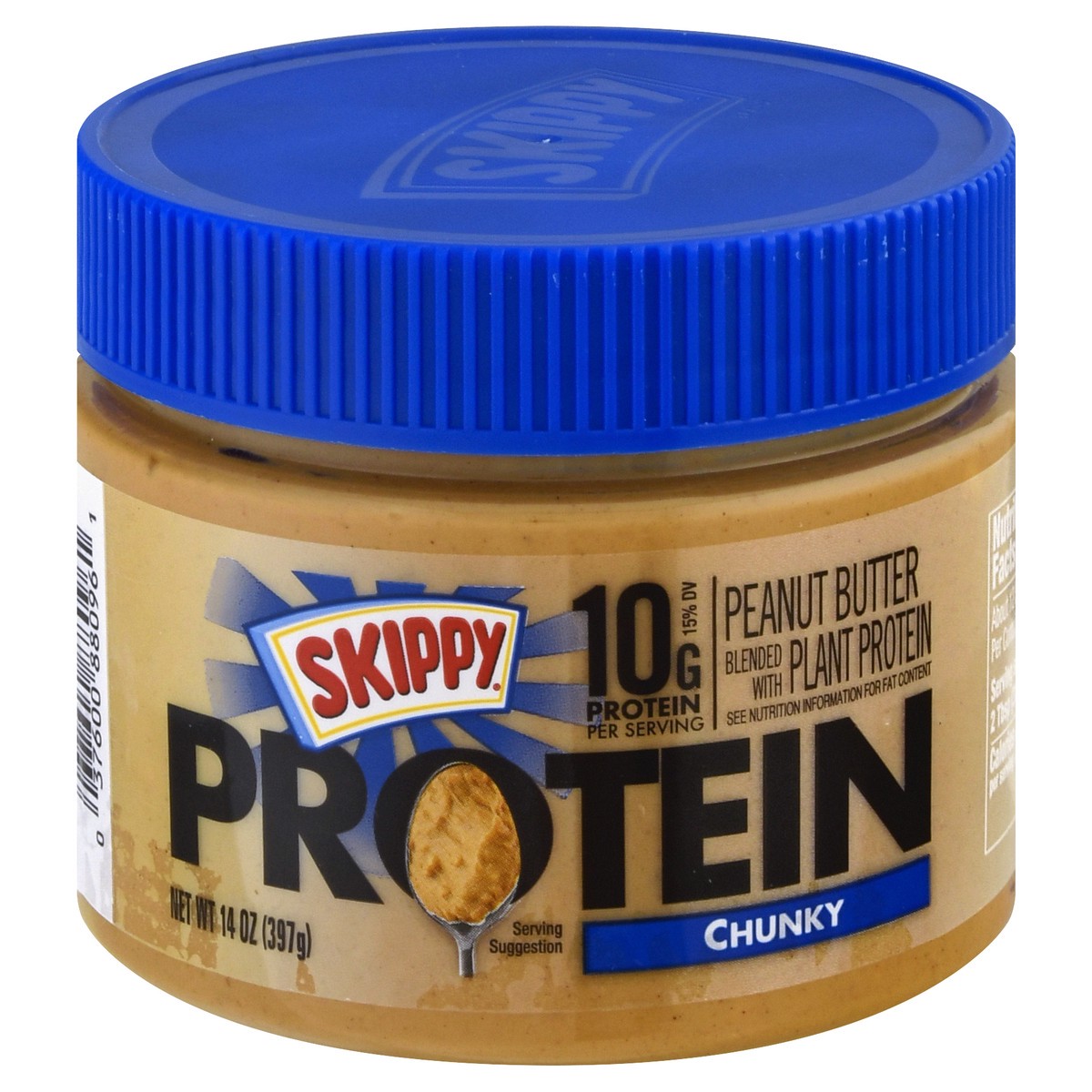 slide 10 of 12, Skippy Protein Chunky Peanut Butter 14 oz, 14 oz