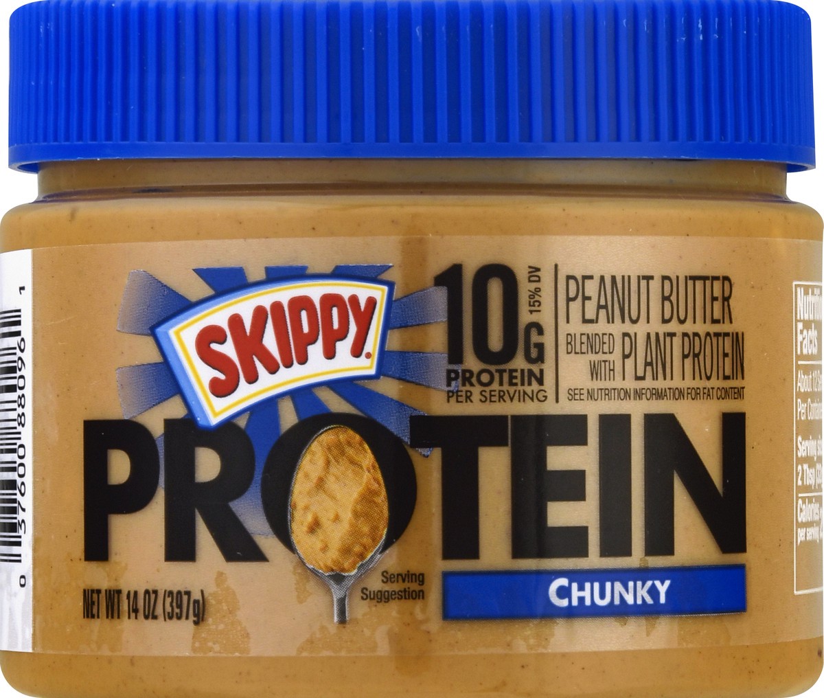 slide 1 of 12, Skippy Protein Chunky Peanut Butter 14 oz, 14 oz