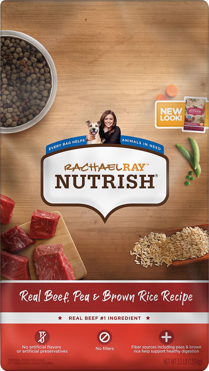 slide 4 of 8, Rachael Ray Nutrish Nutrish™ Real Beef, Pea & Brown Rice Recipe Whole Health Blend Dry Dog Food (Rachael Ray), 3.5 lb. Bag, 56 oz