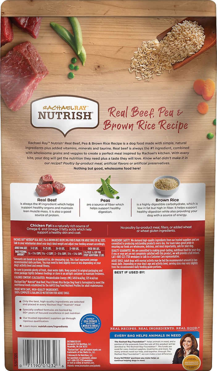 slide 5 of 8, Rachael Ray Nutrish Nutrish™ Real Beef, Pea & Brown Rice Recipe Whole Health Blend Dry Dog Food (Rachael Ray), 3.5 lb. Bag, 56 oz