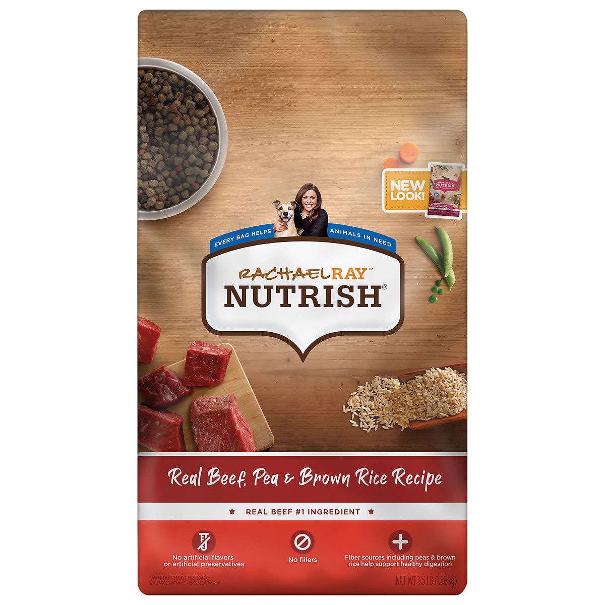 slide 2 of 8, Rachael Ray Nutrish Nutrish™ Real Beef, Pea & Brown Rice Recipe Whole Health Blend Dry Dog Food (Rachael Ray), 3.5 lb. Bag, 56 oz