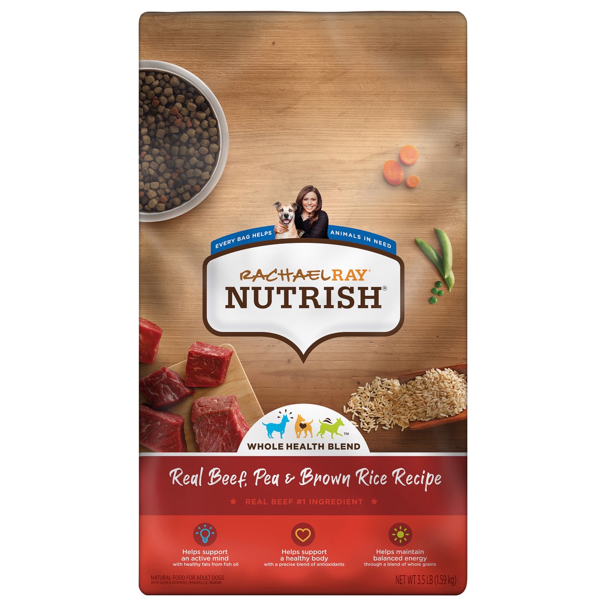 slide 1 of 8, Rachael Ray Nutrish Nutrish™ Real Beef, Pea & Brown Rice Recipe Whole Health Blend Dry Dog Food (Rachael Ray), 3.5 lb. Bag, 56 oz