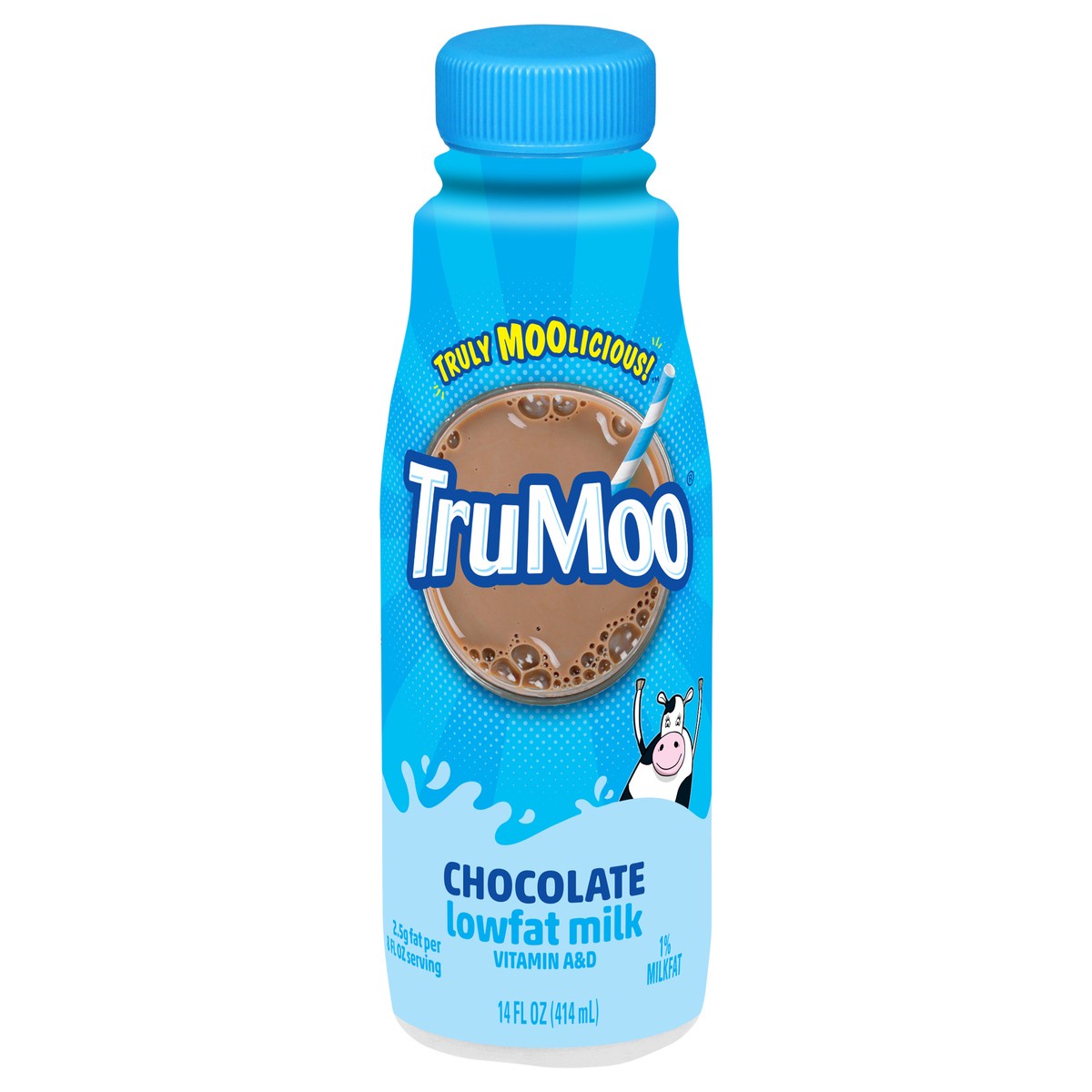 slide 1 of 9, TruMoo Chocolate Low Fat Milk 14oz, 14 fl oz