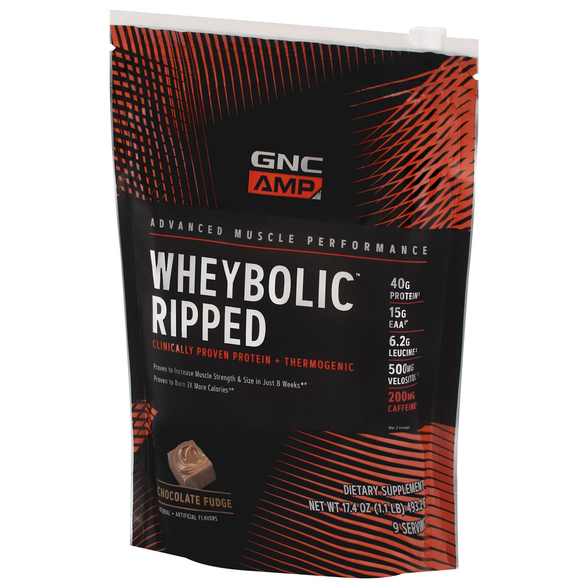 slide 3 of 9, GNC AMP Wheybolic Ripped Chocolate Fudge Whey Protein 17.4 oz, 17.4 oz