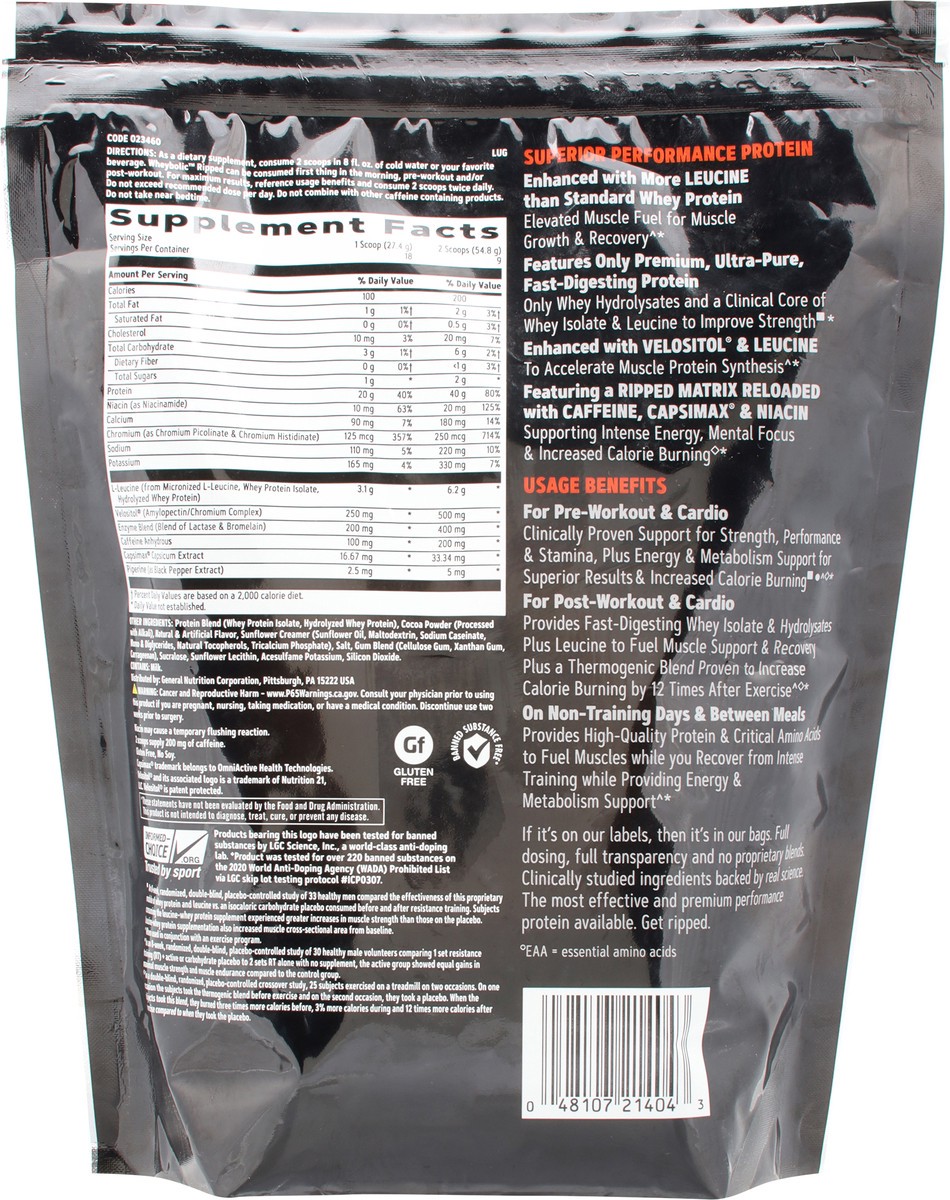 slide 5 of 9, GNC AMP Wheybolic Ripped Chocolate Fudge Whey Protein 17.4 oz, 17.4 oz