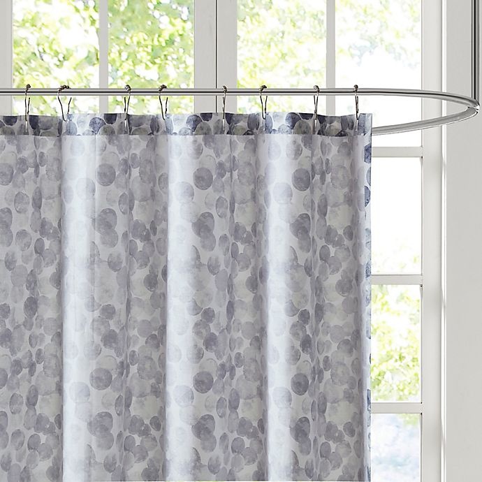 slide 3 of 4, Madison Park Nells Printed Cotton Shower Curtain - Blue, 1 ct