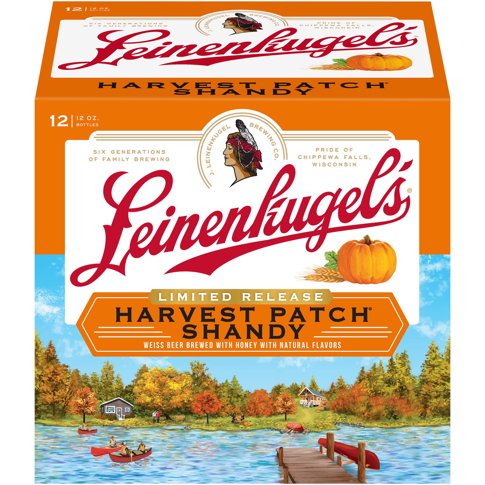 slide 4 of 4, Leinenkugel's Harvest Patch Shandy Leinenkugels Harvest Patch Shandy Craft Beer, Beer 12 Pack, 12 FL OZ Bottles, 4.2% ABV, 12 ct; 12 oz