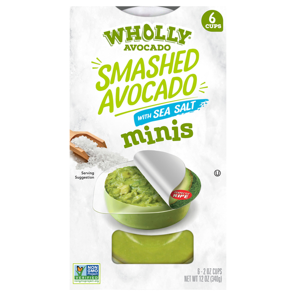 slide 1 of 1, Wholly Avocado Minis Smashed Avocado with Sea Salt, 12 oz