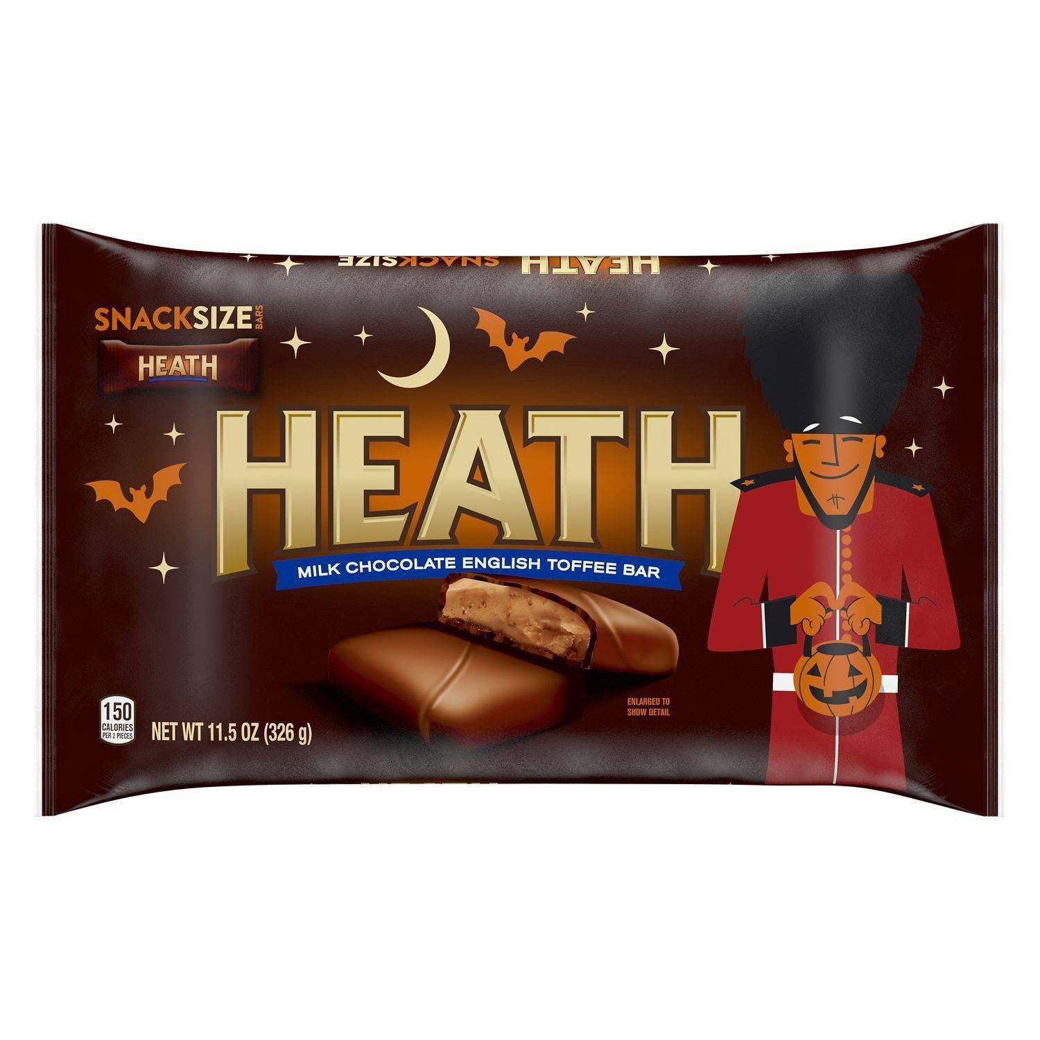 slide 1 of 8, HEATH Milk Chocolate English Toffee Snack Size Candy Bars, Halloween, 11.5 oz, Bag, 11.5 oz