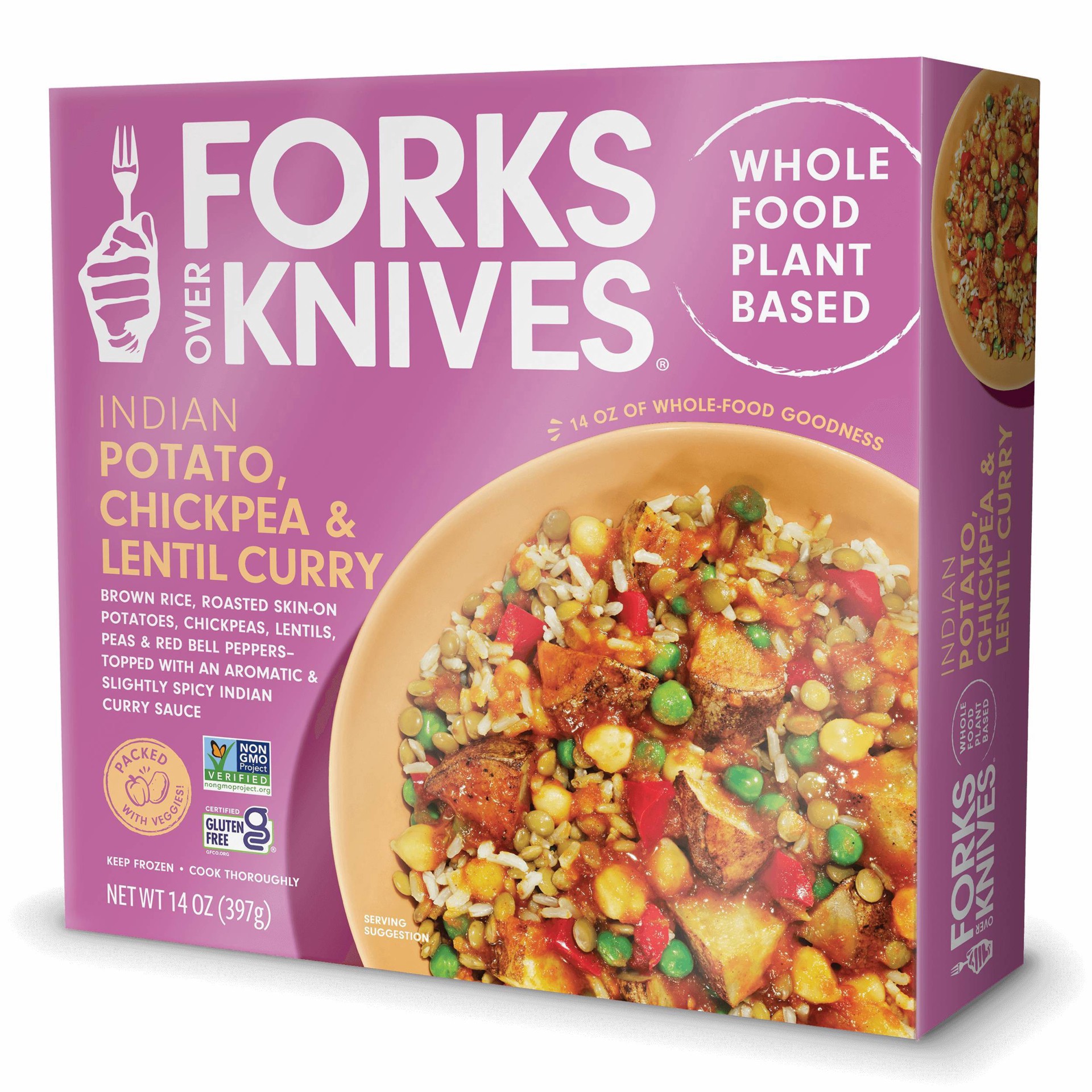 slide 4 of 5, Forks Over Knives Indian Potato, Chickpea & Lentil Curry 14 oz, 14 oz