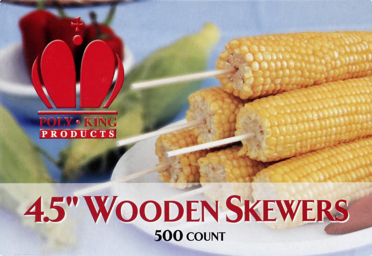 slide 8 of 11, Poly King 4.5 Inch Wooden Skewers 500 ea, 500 ct