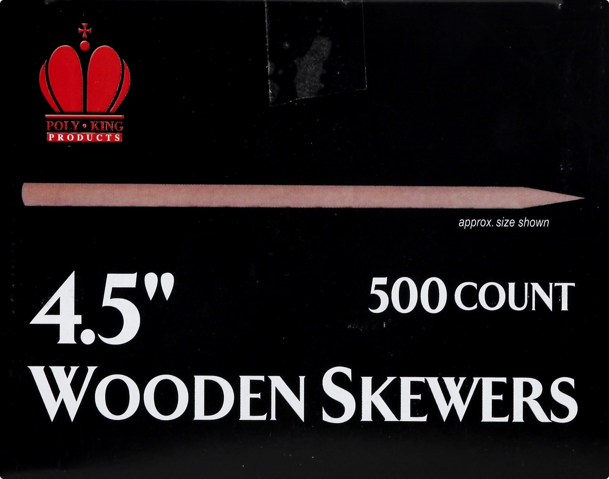 slide 3 of 11, Poly King 4.5 Inch Wooden Skewers 500 ea, 500 ct