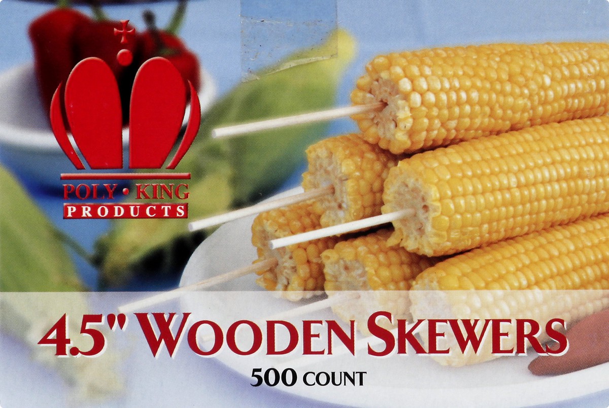 slide 6 of 11, Poly King 4.5 Inch Wooden Skewers 500 ea, 500 ct