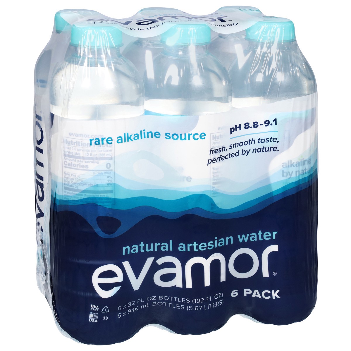 slide 5 of 9, evamor Natural Artesian Water - 6 ct, 6 ct