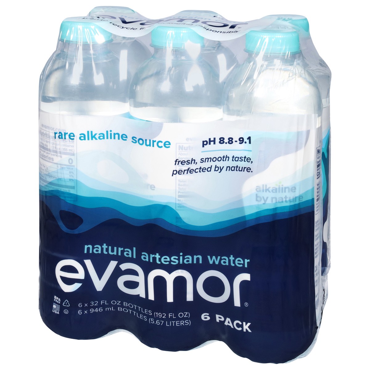 slide 8 of 9, evamor Natural Artesian Water - 6 ct, 6 ct