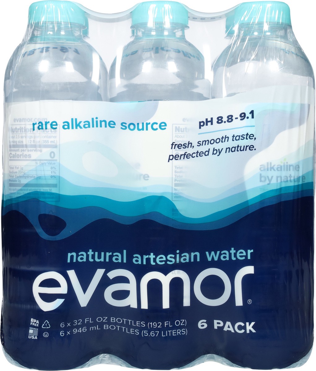 slide 7 of 9, evamor Natural Artesian Water - 6 ct, 6 ct