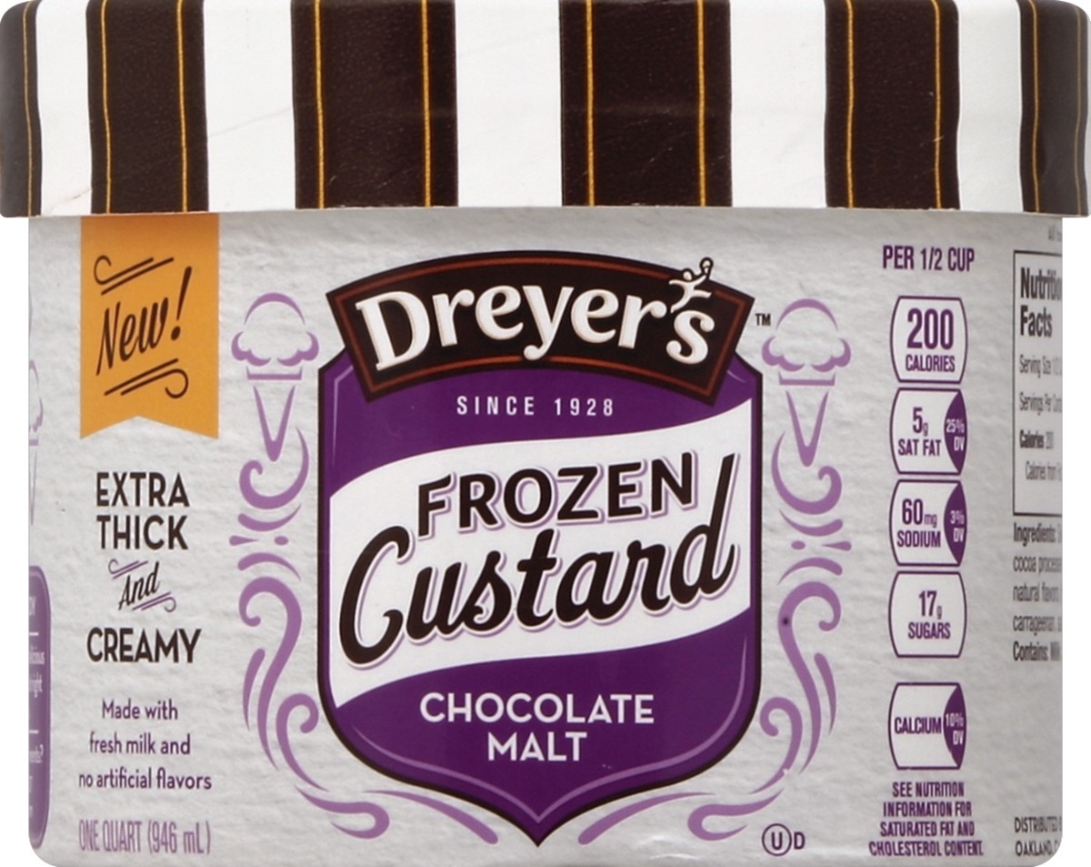 slide 3 of 3, Dreyer's Chocolate Malt Frozen Custard, 32 oz