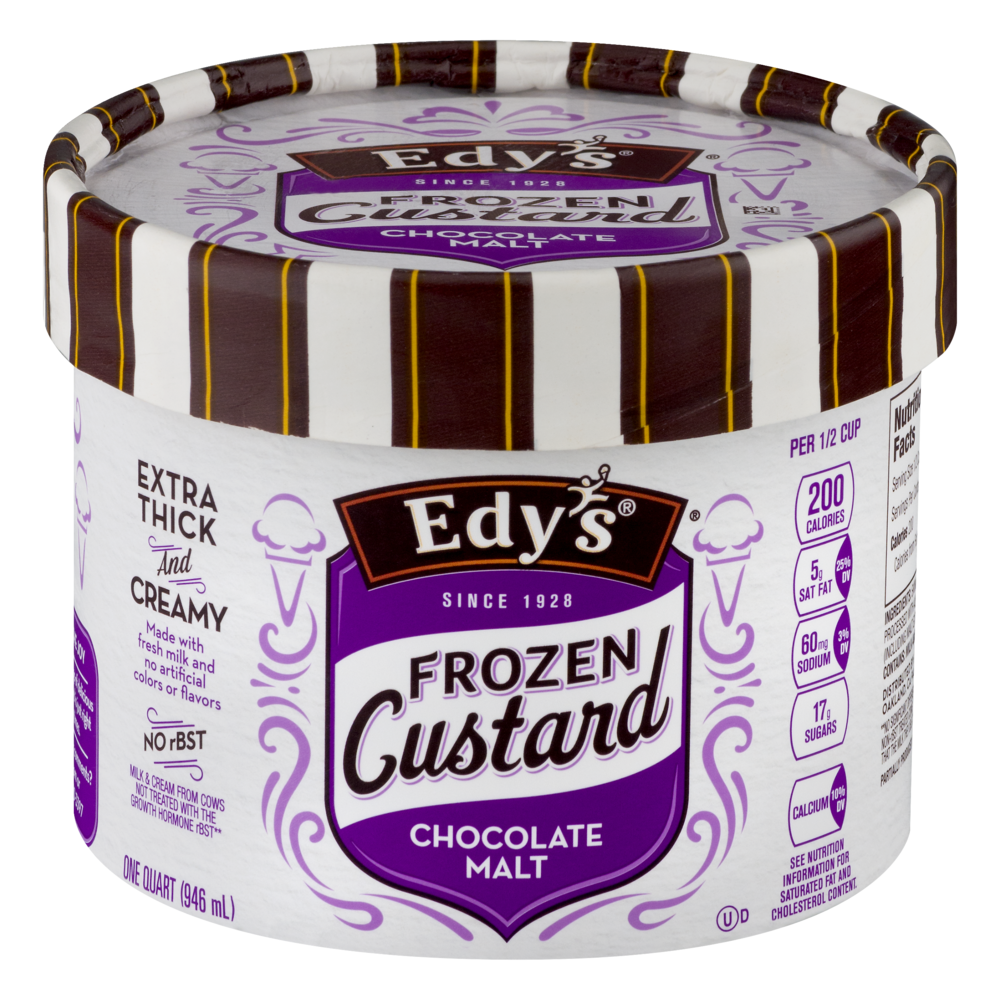 slide 1 of 3, Dreyer's Chocolate Malt Frozen Custard, 32 oz