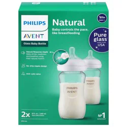 Avent Natural 8 oz Glass Baby Bottles for 1+ Months