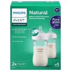 Avent Natural 8 oz Glass Baby Bottles for 1+ Months