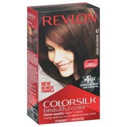 Revlon Colorsilk 47 Medium Rich Brown Vegan Keratin Permanent Hair Color 1 Each