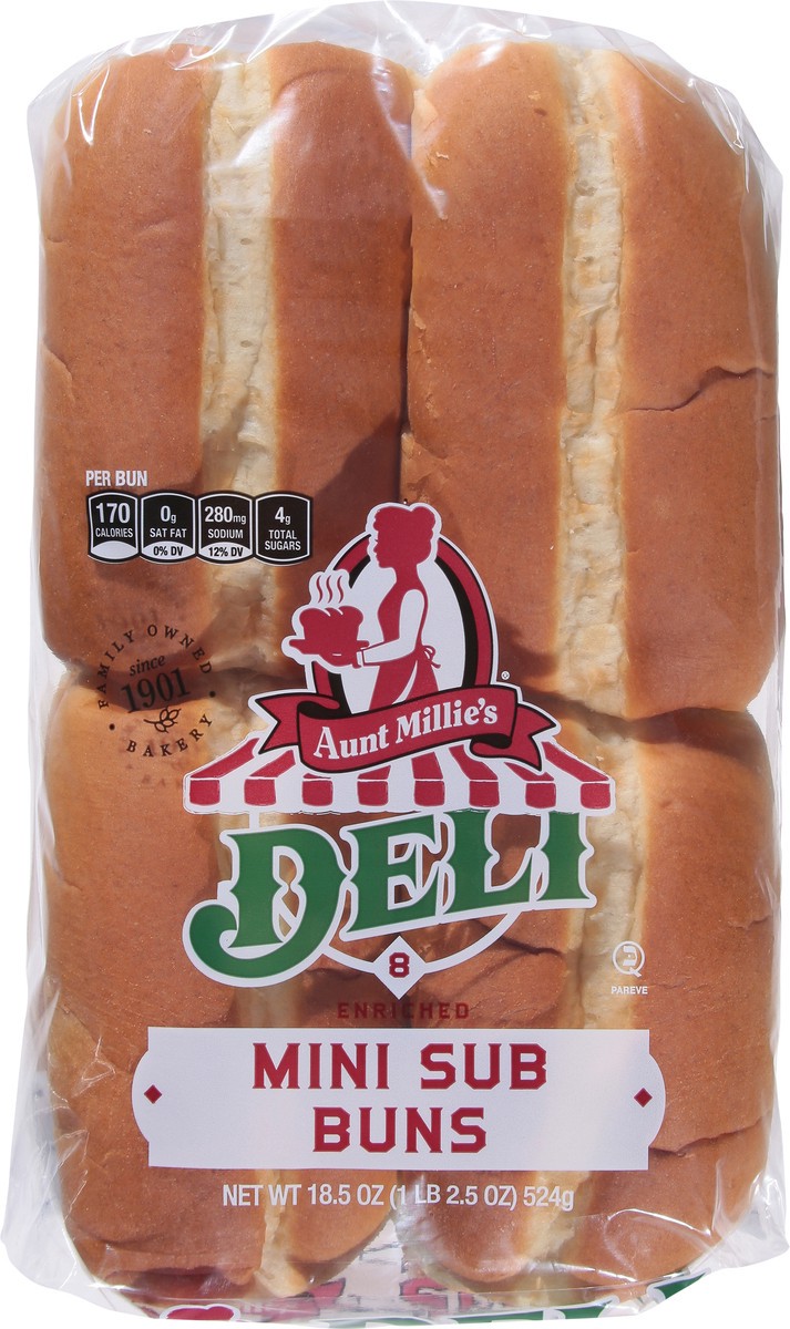 slide 9 of 9, Aunt Millie's Deli Mini Sub Enriched Buns 8 ea, 8 ct