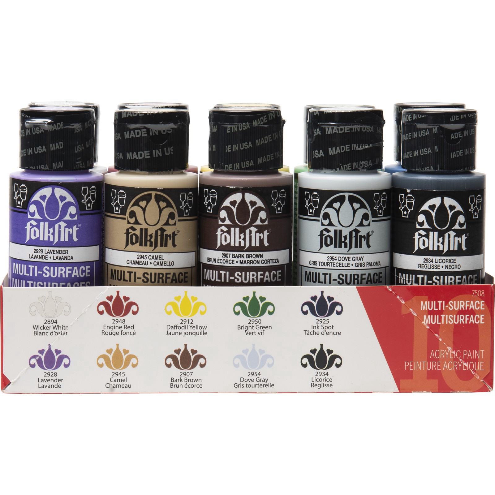 slide 3 of 5, Folkart Basics Multi-Surface Acrylic Paint, 2 fl oz