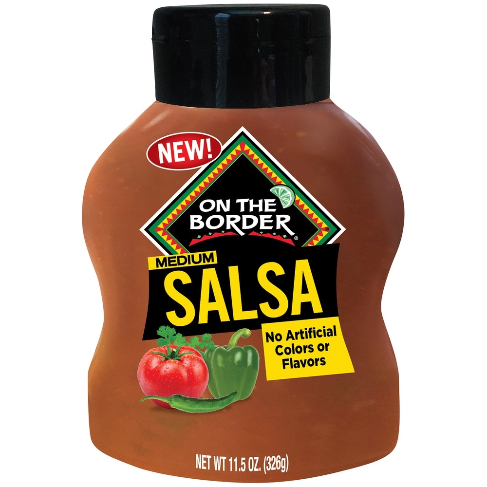 slide 1 of 8, On The Border Squeeze Medium Salsa, 11.5 oz