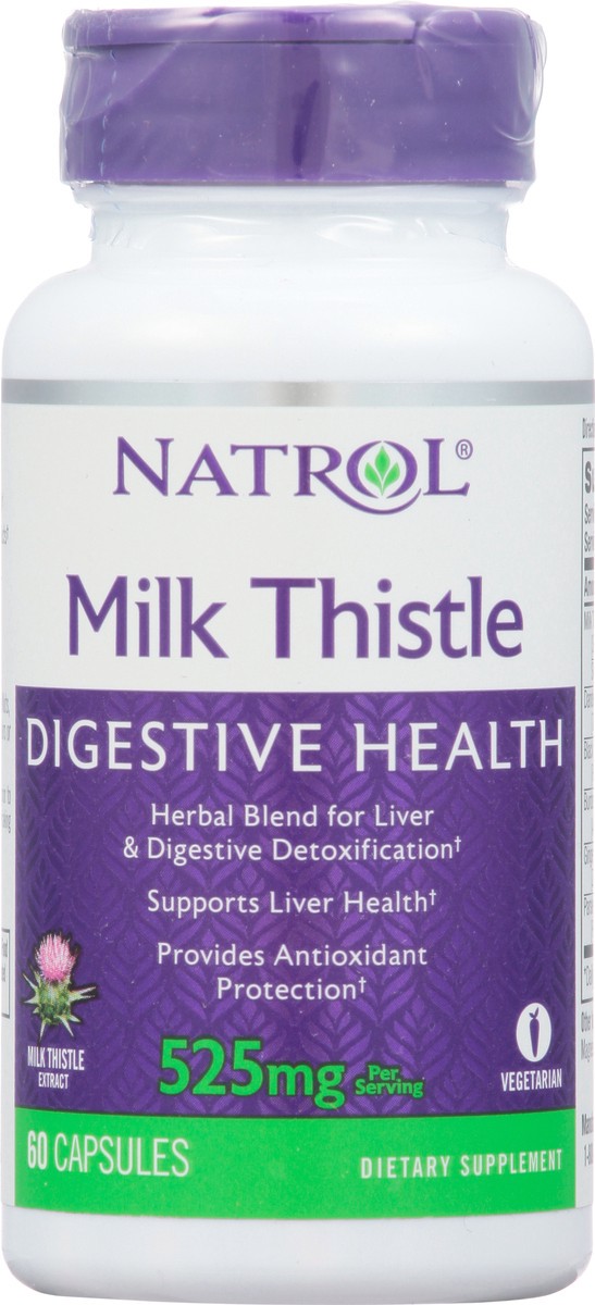 slide 14 of 14, Natrol, Milk Thistle Advantage Veggie Capsules, Dietary Supplement, Supports Digestive Health, 525 mg, 60 Count, 60 ct; 525 mg