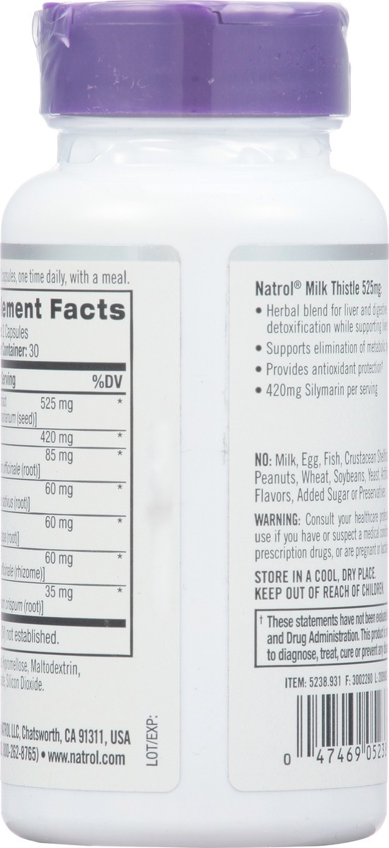 slide 7 of 14, Natrol, Milk Thistle Advantage Veggie Capsules, Dietary Supplement, Supports Digestive Health, 525 mg, 60 Count, 60 ct; 525 mg