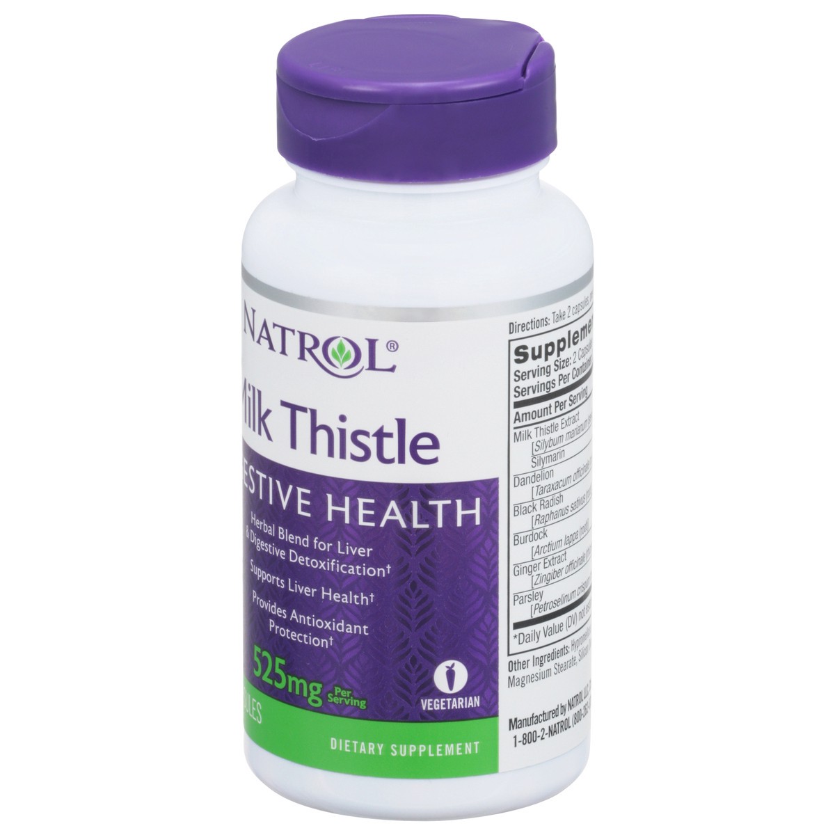 slide 10 of 14, Natrol, Milk Thistle Advantage Veggie Capsules, Dietary Supplement, Supports Digestive Health, 525 mg, 60 Count, 60 ct; 525 mg