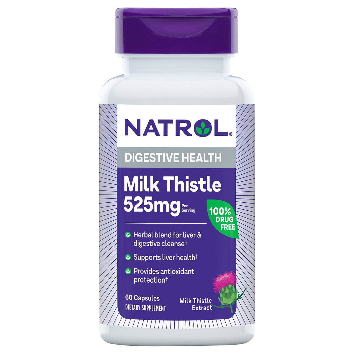 slide 1 of 14, Natrol, Milk Thistle Advantage Veggie Capsules, Dietary Supplement, Supports Digestive Health, 525 mg, 60 Count, 60 ct; 525 mg