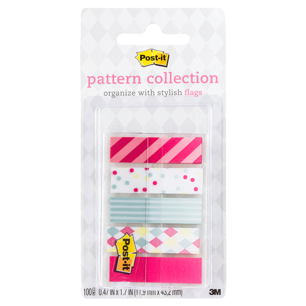 slide 1 of 1, Post-it Pattern Flags, Carnival Pattern Collection, .47 in. X 1.7 in., 100/On-the-Go Dispenser, 1 Dispenser/Pack, 1 ct