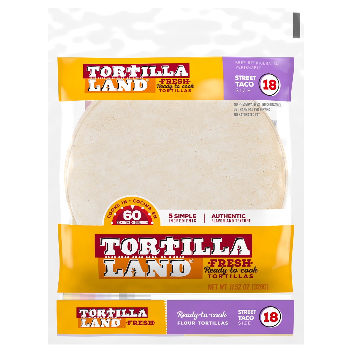 slide 1 of 3, Tortillaland Street Taco Size Ready-to-Cook Fresh Flour Tortillas 18 ea, 18 ct