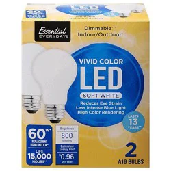 Essential Everyday LED Bulbs, Soft White, 60W, 2 ct